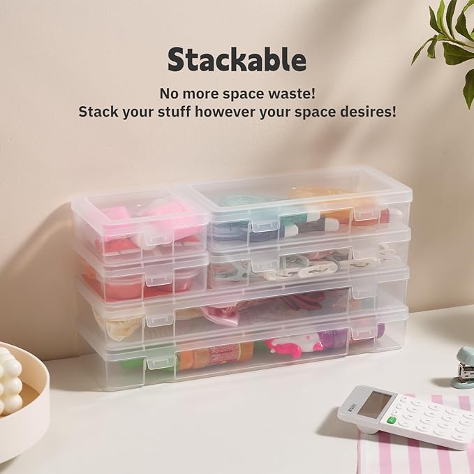 novelinks Stackable Plastic Clear Storage Box Containers - Image 4