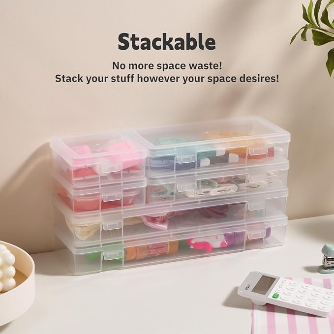 novelinks Stackable Plastic Clear Storage Box Containers - Image 4