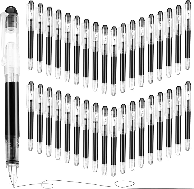 Crtiin 36 Pcs Disposable Fountain Pens, Back to School Quick Drying Ink Pen by Crtiin