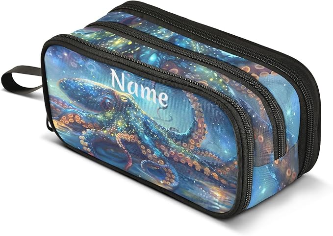 BOENLE Custom Octopus Galaxy Pencil Case Box Boys Girls Personalized Name Large by BOENLE-WELCOMEYOURCOMING