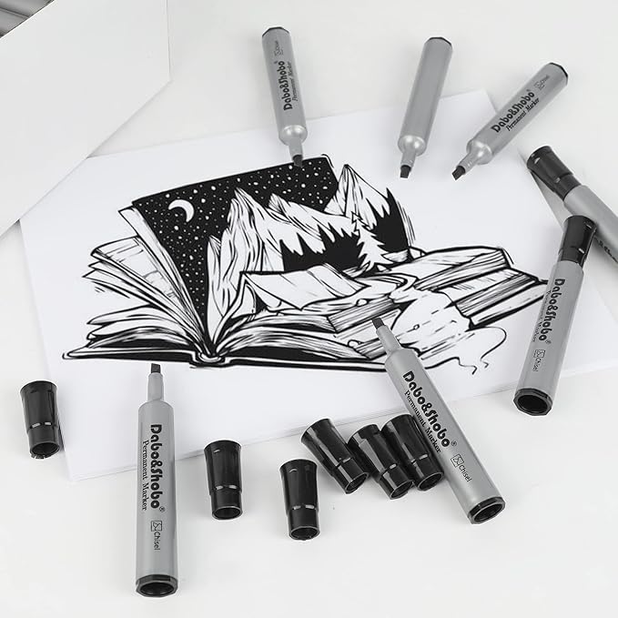 Dabo&Shobo 72 Pack Permanent Markers, Chisel Point, Quick Drying Ink, Works on - Image 2