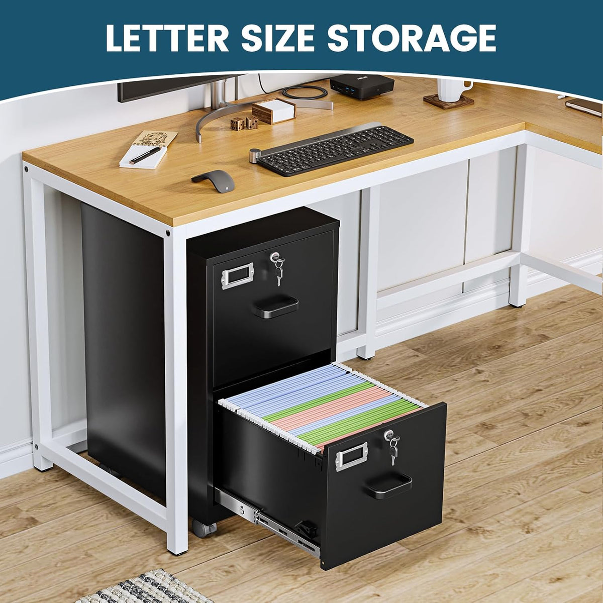 miiiko 2 drawer file cabinet with lock, vertical, package contents