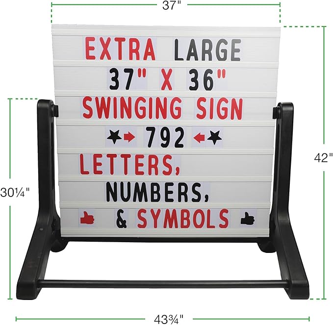 Excello Global Products Swinging Changable Message Sidewalk Sign: 37" x 36" Sign - Image 5