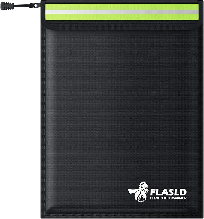 FLASLD Fireproof Document & Money Bags, Large Fireproof & Water Resistant Bag by FLASLD