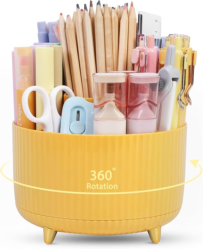 SKYDUE 360 Degree Rotating Desk Organizer, Dual-Purpose Pencil Pen Holder by SKYDUE