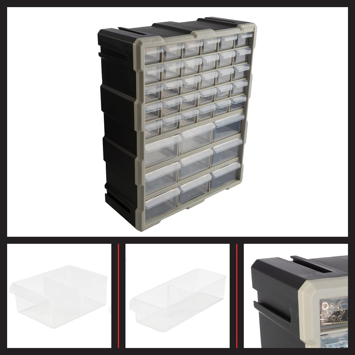 Stalwart 39-Drawer Plastic Small Parts Organizer, Black