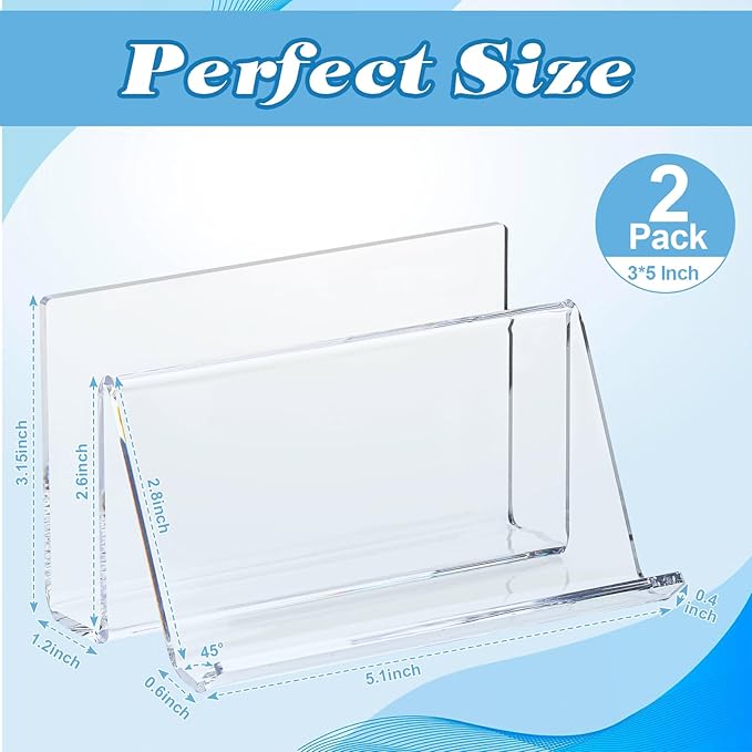 2 Pack 3x5 Index Card Display Holder Acrylic Cards Holder Stand Acrylic - Image 3