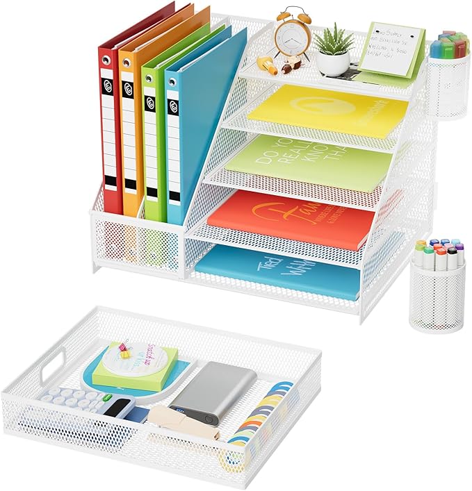 Marbrasse Desk Organizer with File Holder, 5-Tier Paper Letter Tray Organizer - Image 2