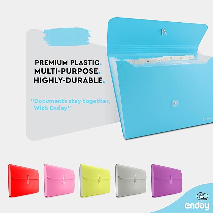 Accordion File Organizer Blue, 7 Pocket Expanding File and Cover Folder - Image 3