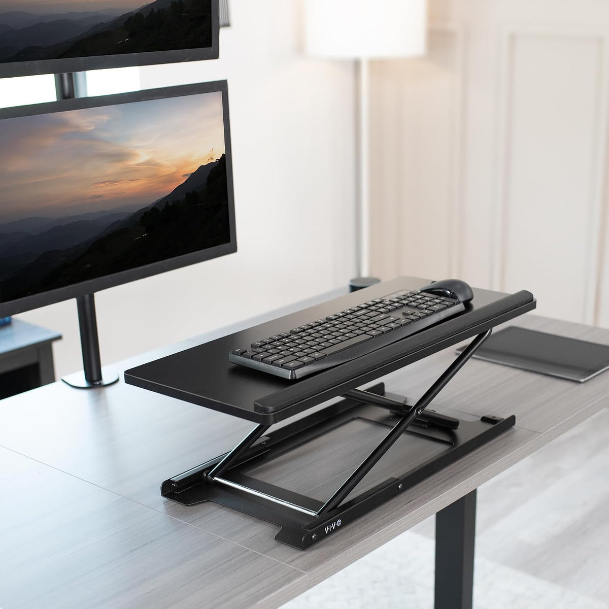 VIVO Black 27 in Single Top Keyboard and Mouse Riser, DESK-V000P