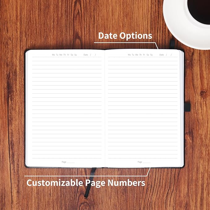 KODAPAGE Black A5 Liend Journal Notebook, 7mm College Ruled Notepad, Journaling - Image 4