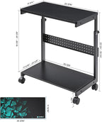 EUREKA ERGONOMIC PC Stand Computer Cart, Height Adjustable Tower Stand 2-Tier - Image 7