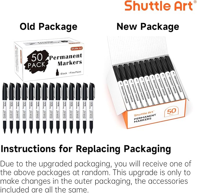 Shuttle Art Permanent Markers, 50 Pack Black Permanent Marker set, Fine Point - Image 8