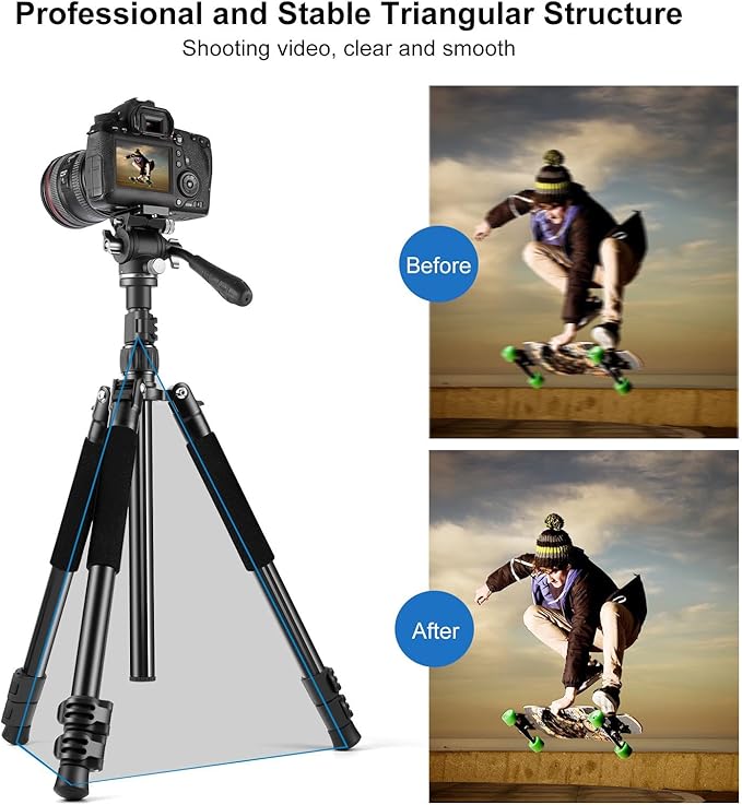 PULUZ 64"/164cm Video Tripod, Metal Camera Tripod - Image 5