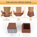 16 PCS Square Chair Leg Floor Protector, Silicone Chair Leg Cover, Furniture - Image 4