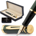 Wordsworth & Black Fountain Pen Set, Bent Nib, Includes 24 Pack Ink Cartridges