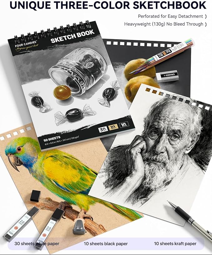 Four Candies 52pcs Art Supplies Sketching & Drawing Kit - Image 5