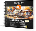 Shuttle Art Marker Pad, 8.3”x8.9” Portable Square Sketchbook, 80 Sheets Marker by ShuttleArt