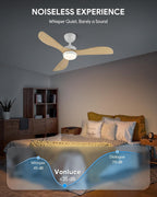 vonluce wood ceiling fan with lights 42 inch showing dimensions