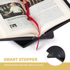 Solid Wood Book Stand for Reading and Display, Foldable Book Holder for Cookbooks, Art Books, Bibles, Magazines – Open Book Stand for Kitchen, The Front Stopper Helps Prevent Books from Sliding.