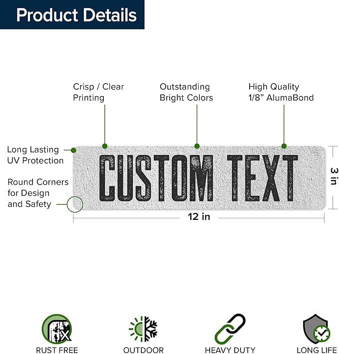 Custom Sign, Custom Street Sign, 11 Font Colors, 13 Font Styles, 4 Hole Options - Image 6