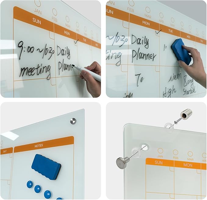 Magnetic Glass Planner Writeboard 36"X48" Monthly/Weekly 3 in 1 Calendar - Image 5