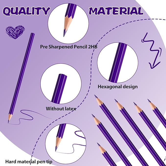 sqzrmdcg 36 PCS Purple Colored Pencils, Pre-sharpened Professional Wooden Art - Image 3