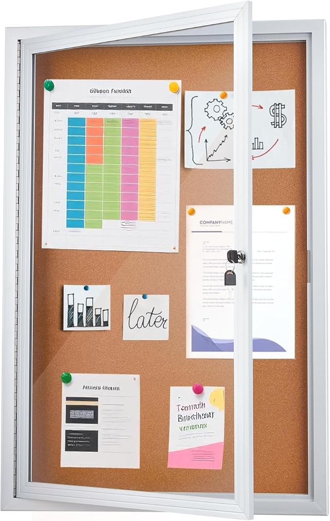 Homezelle Enclosed Cork Bulletin Board 36"x24" Outdoor Weatherproof Cork by Homezelle