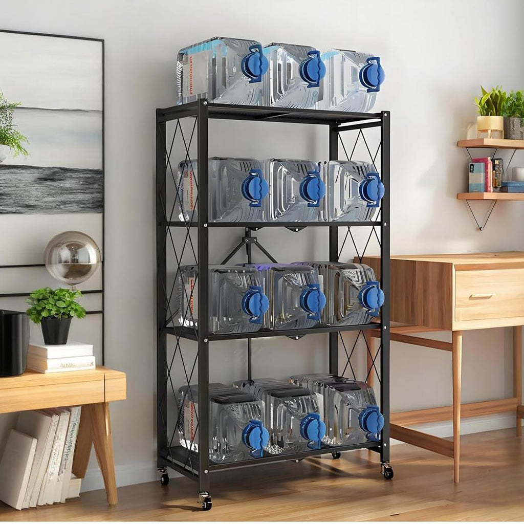 kitchen garage metal shelves, storage shelves organizer, foldable, close-up detail