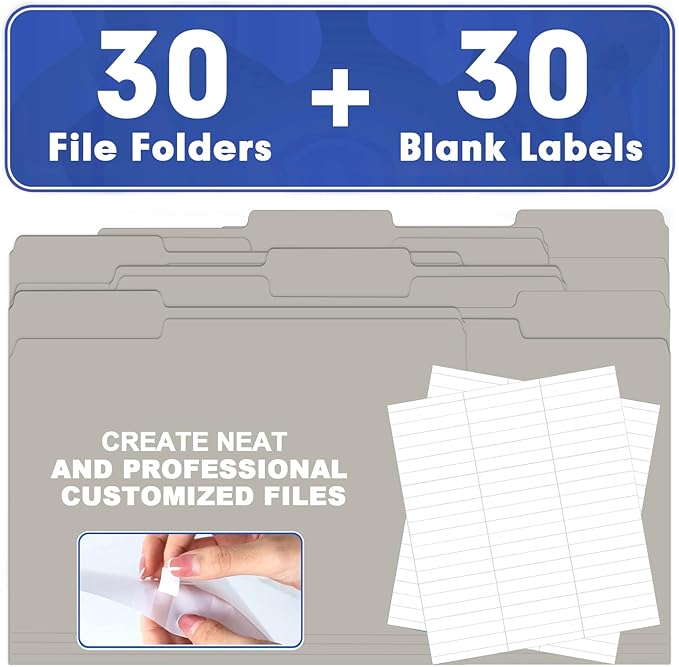 File Folder, HERKKA 30 Pack 1/3 Cut Tab File Folders, File Folders Great - Image 5