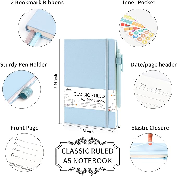 feela 12 Pack Notebooks Journals Bulk, Hardcover Notebook Classic Ruled Lined - Image 2