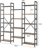 SUPERJARE Triple 5 Tier Bookshelf, Bookcase - Image 3