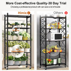himix 5-tier foldable storage shelves with 20 hooks on a desk or shelf