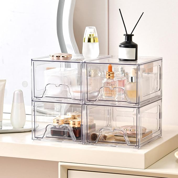 Stebopum 8 Pack Stackable Makeup Organizer, 4.4'' Tall Acrylic Bathroom Makeup - Image 5