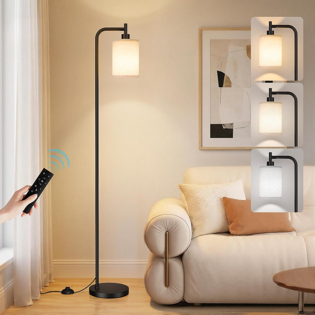 Ziisee 64" Floor Lamp with Remote Control, Dimmable Tall Standing Lamps ...