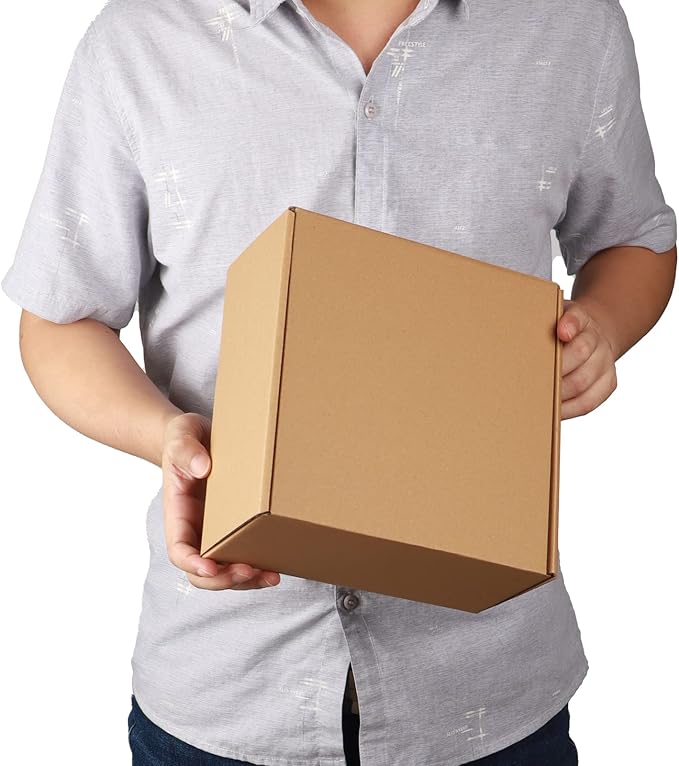 PHAREGE 8x8x4 inch Gift Shipping Boxes Bulk 25 Pack Brown, Tab Lock Tuck Top - Image 5