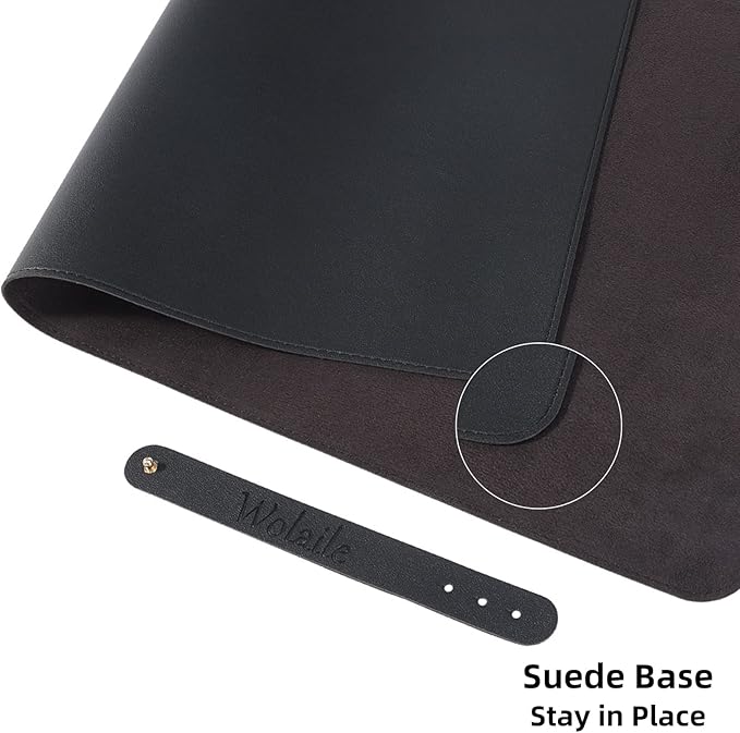 Wolaile Desk Pad 36x17 inches, PU Leather Desk Blotter, Non-Slip Base - Image 3