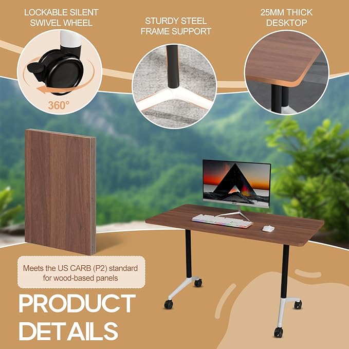 Folding Conference Table 4ft 5ft, Foldable Office Meeting Desk - Image 5