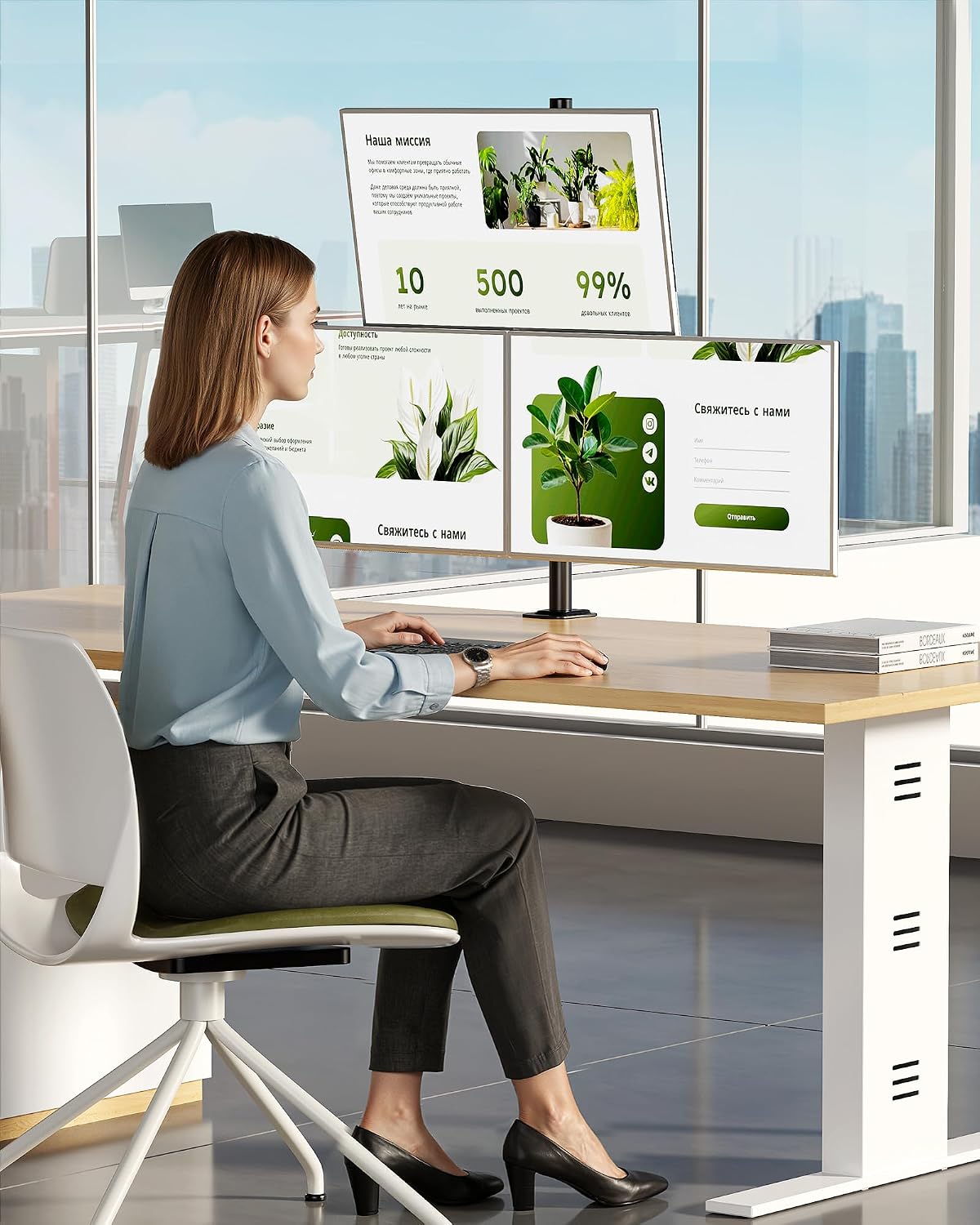 monTEK Triple Monitor Stand for 17-32" Screens, 22 lbs Each