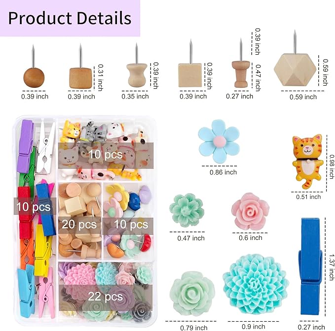 72-Piece Decorative Push Pins - Image 2