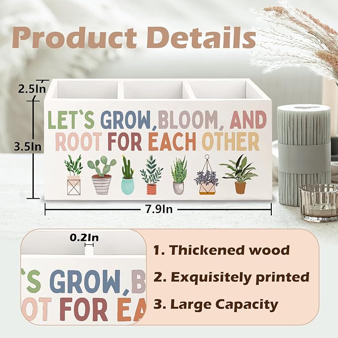 URLLUAE Boho Plant Classroom Wooden Pen Pencil Holder - Image 6