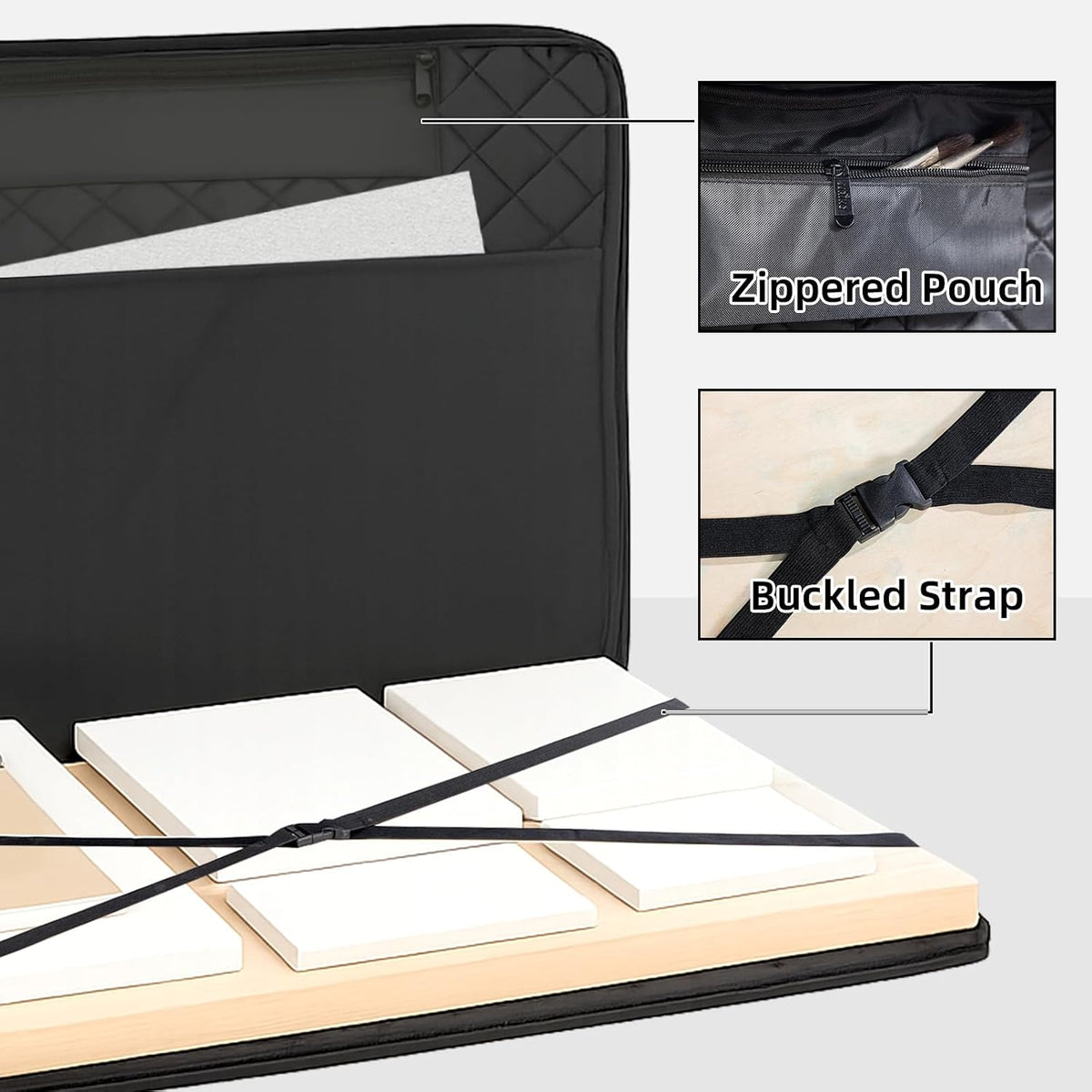 jjring 18x24 quilting canvas art portfolio case bag, side view