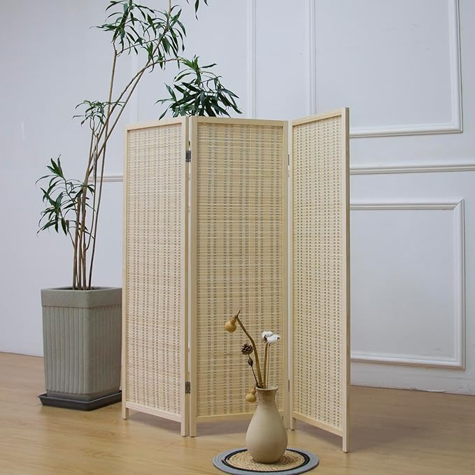 Furnnylane 3 Panel Short Room Divider Screen, Small Bamboo Panel Divider by Furnnylane