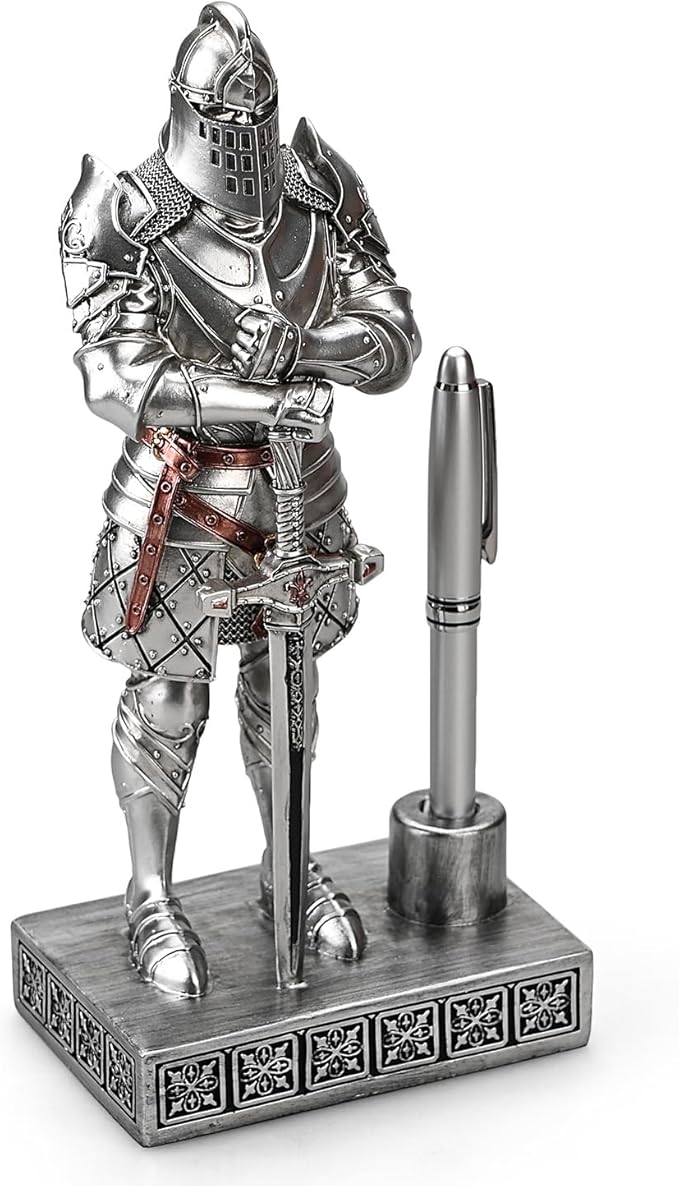 Amoysanli Knight Pen Stand Decoration Resin Pen Holder Art Craft Paperweight - Image 2