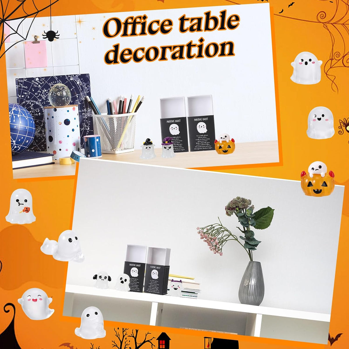 Wonderjune 36 Sets Halloween Mini Positive Ghost Party Favors, Customized