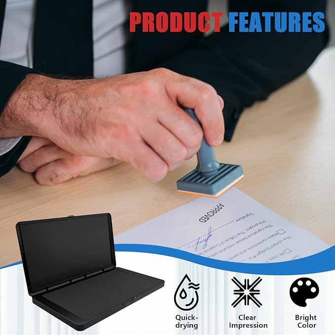 Large Stamp Pad, 6.1 x 3.4 Inch Black Ink Pad Premium Quality Felt Pad Rubber - Image 4