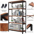 Himimi Industrial Bookshelf 5-Tier, Bookcase 58" H Ladder Shelf, Storage - Image 4