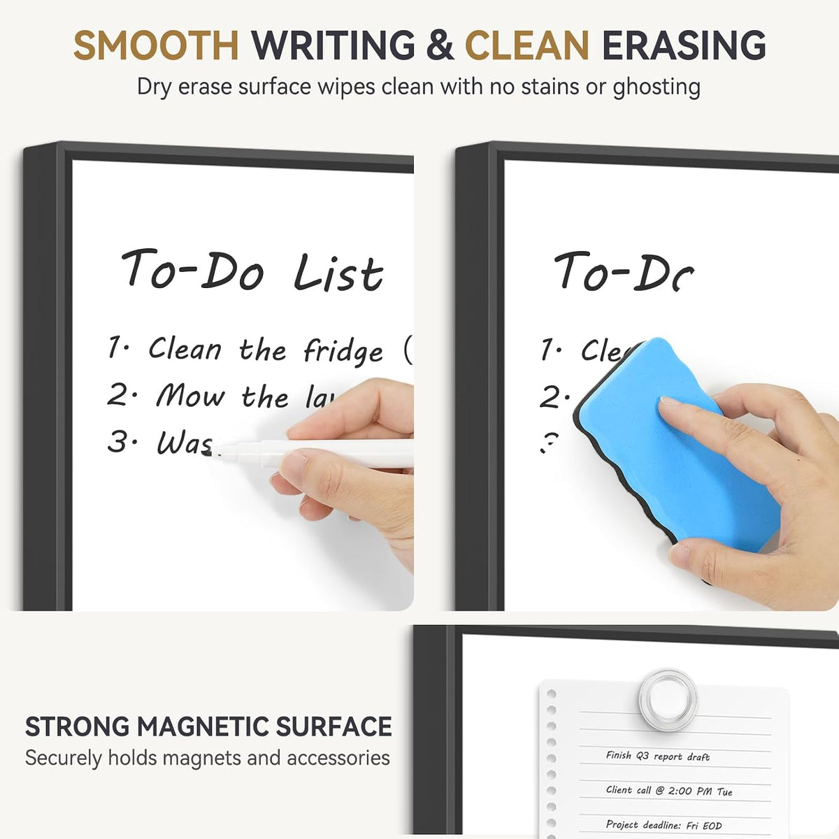 Whiteboard Bulletin Board Combo, 24"x18" Dry Erase Linen Cork Board
