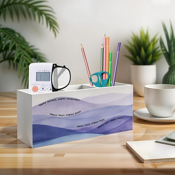 Exqcom Inhale Exhale Meditation Mental Health Pen Pencil Holder, Therapy Office - Image 3