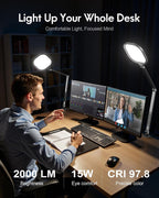 litones remote led desk lamp with clamp, 2000lm shown in use